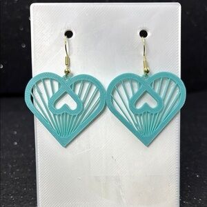Heart-Shaped Teal Earrings